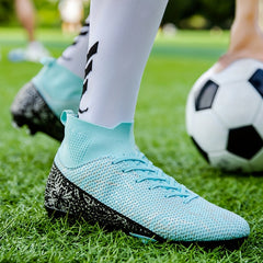 High Top Football Shoes Long Spikes Lightweight Turf Soccer Shoes