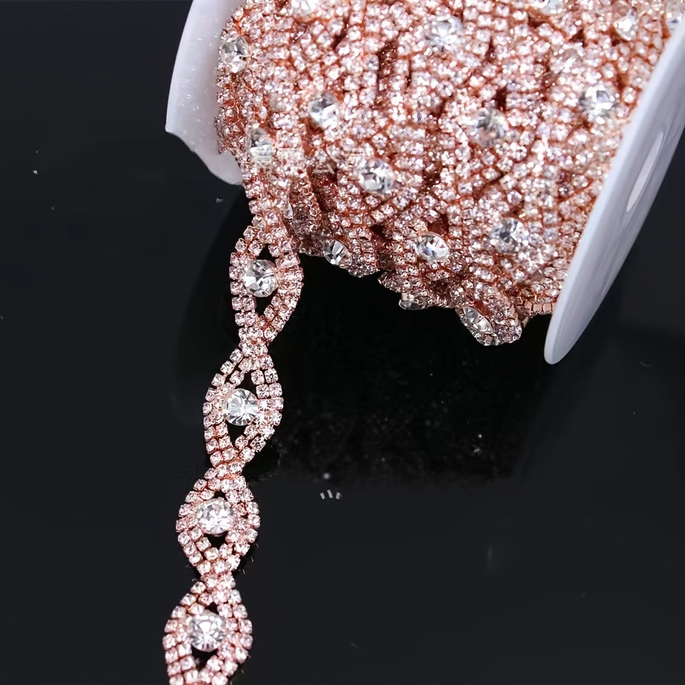1 Yard Rhinestone Trim Chain Applique Sewing DIY Decoration