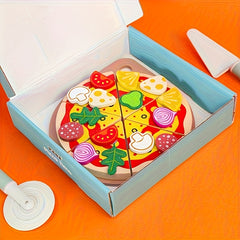 KABI Pizza Chef Junior Toy Reusable Stickers DIY Food Slicer Wood Kitchen