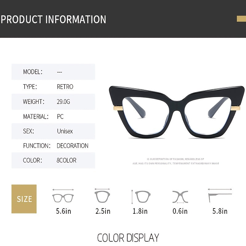 Cat Eye Light Blocking Glasses For Women - Anti Eyestrain Clear Glasses