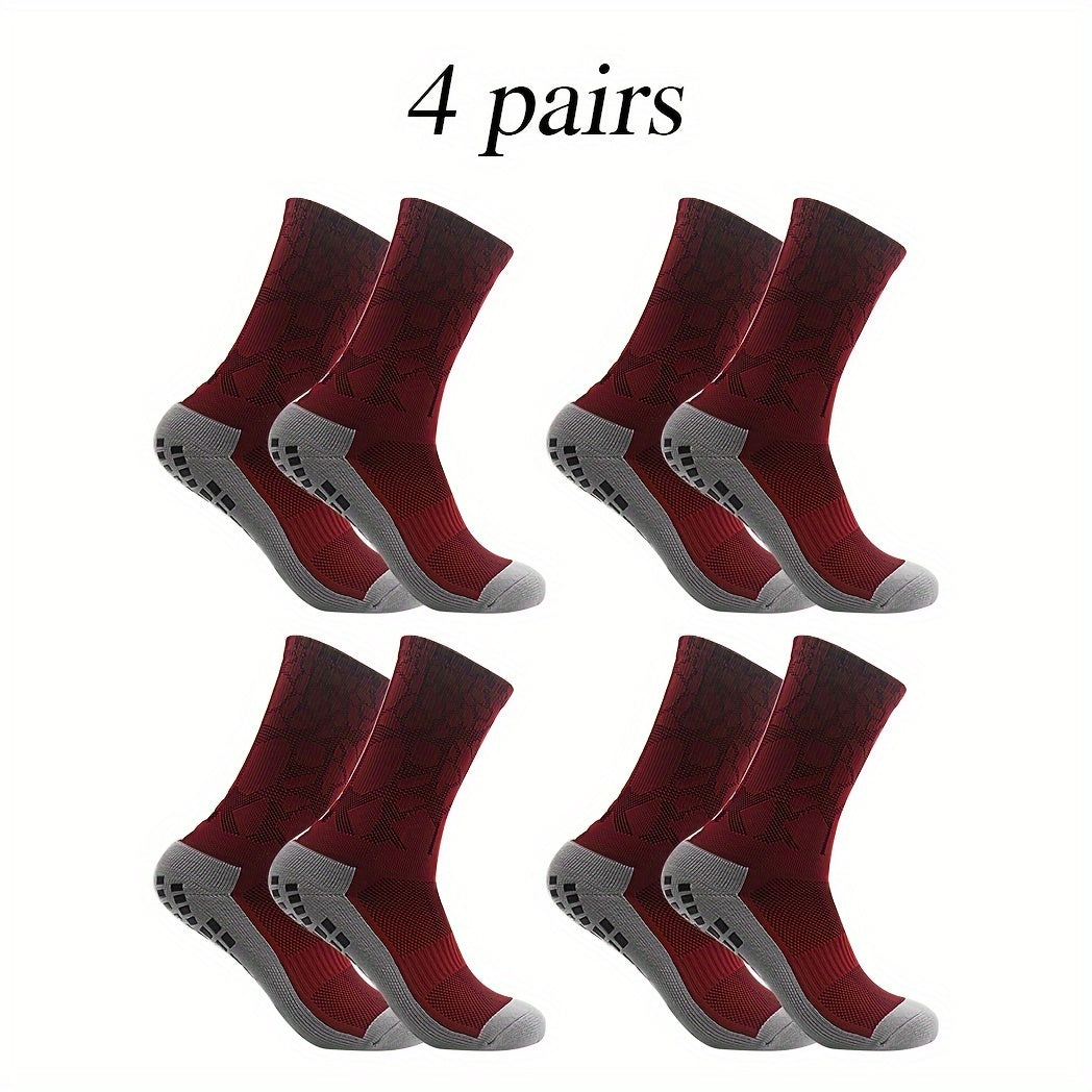 4 Pairs Non Slip Soccer Socks for Sports Running Football Crew Socks