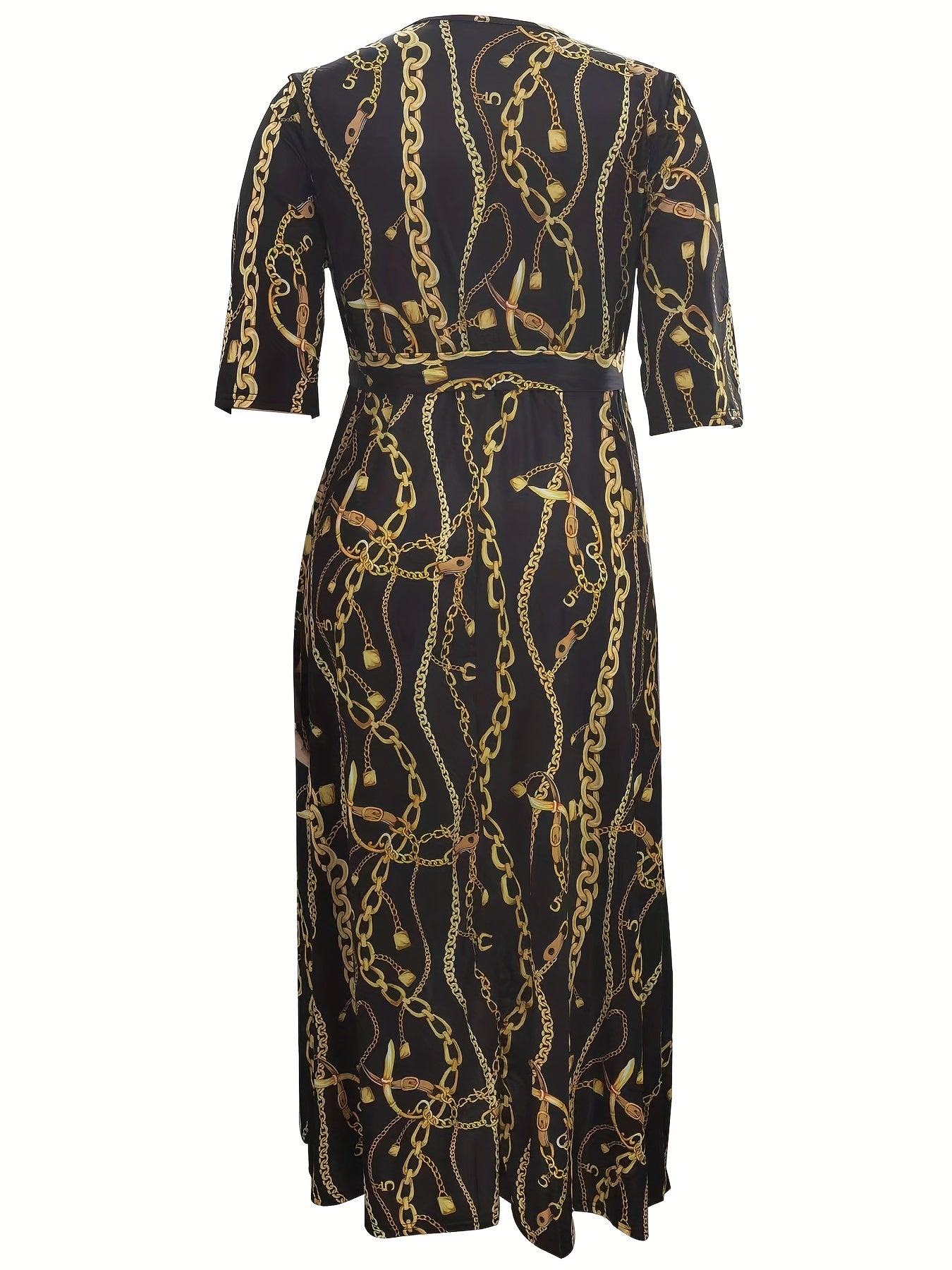 Plus Chain Print Maxi Dress With Belt