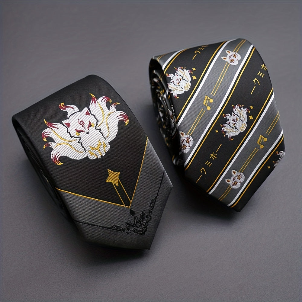 Nine Tailed Fox Pattern Men's Casual Tie Bow Tie College Style Print