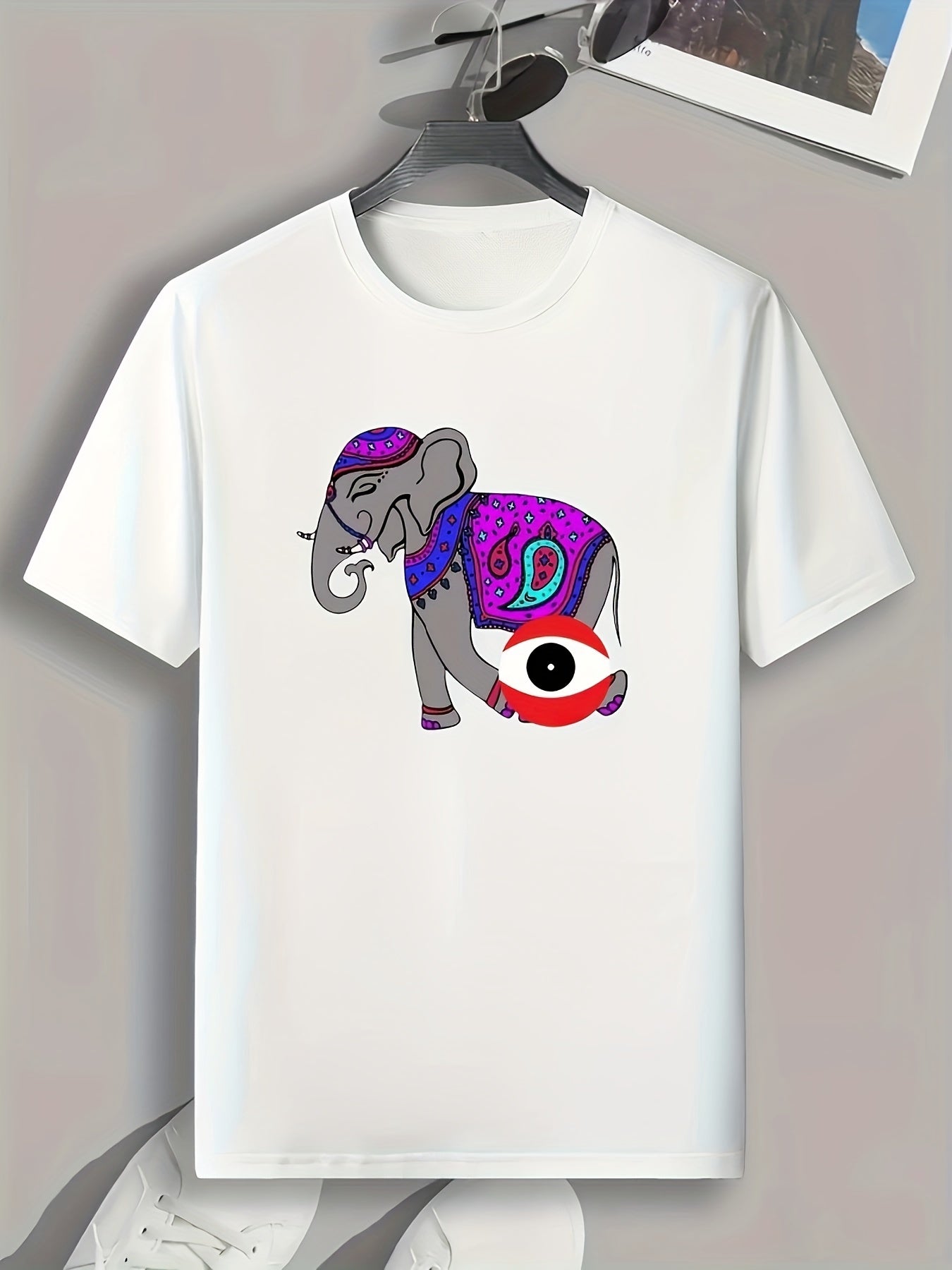 Elephant Print Men's Graphic T shirt Casual Comfy Tees For Summer
