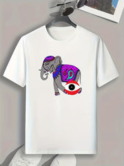 Elephant Print Men's Graphic T shirt Casual Comfy Tees For Summer