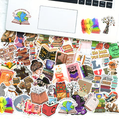100pcs Book Reading Doodle Stickers for Computer Mobile Phone Tablet Bookmark