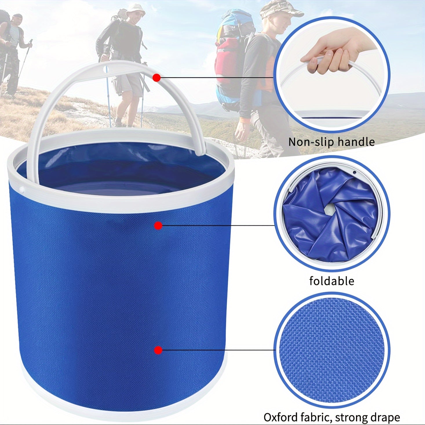 Collapsible Camping Fishing Bucket 11L 2.9 Gallons Durable Water Bucket