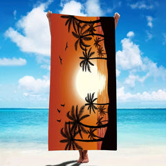 Large Microfiber Beach Towel Coconut Tree Print for Outdoor Sports