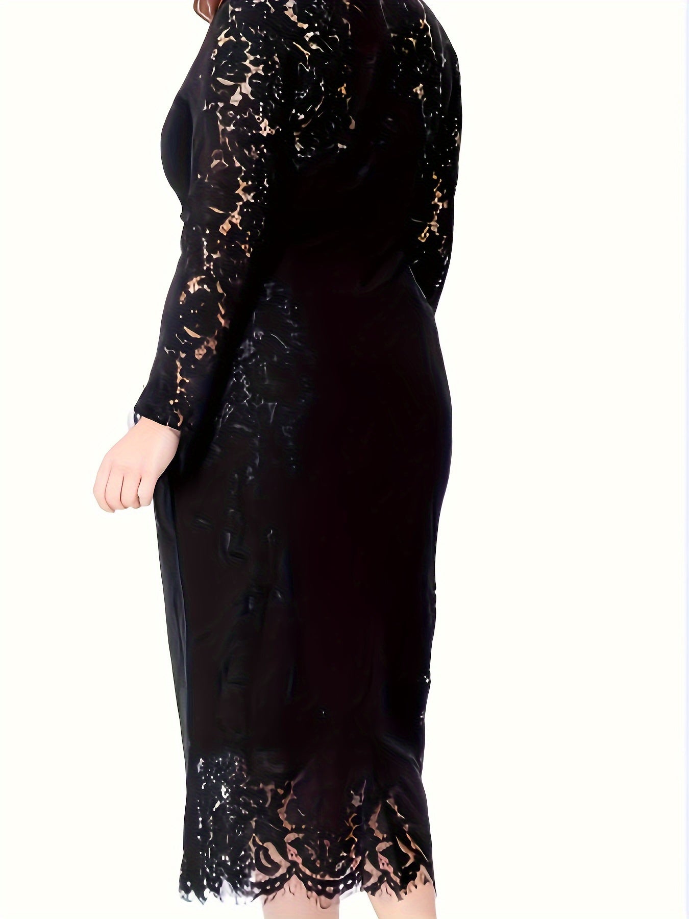 Lace Bell Sleeve V Neck Bodycon Dress