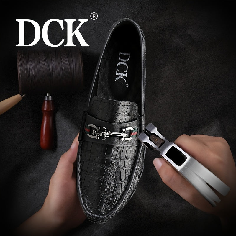 Men's Textured Moccasin Loafer Shoes Non-slip Slip-On Shoes