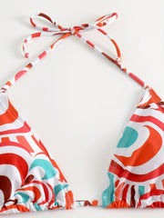 Halter Tie Back 3 Piece Swimsuit Set Bikini With Cover Up