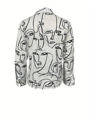 Casual Blouse Women's Plus Print Button Up Roll Up Sleeve Blouse