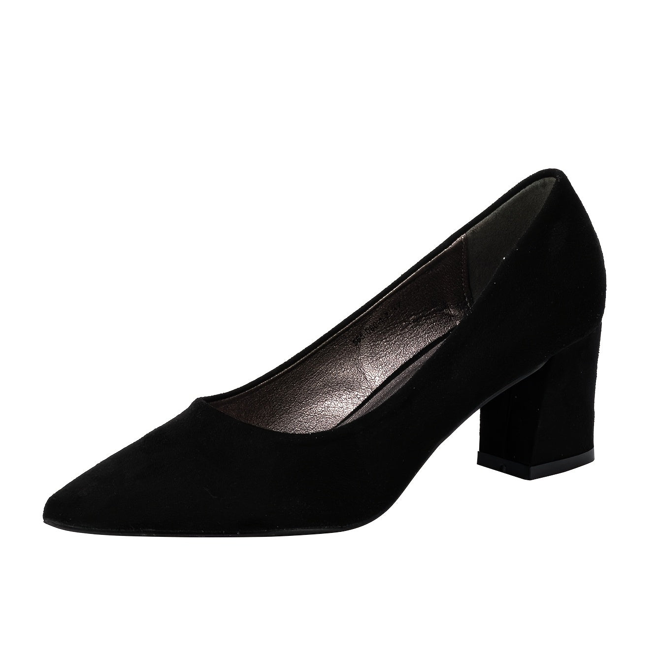 Point Toe Suedette Court Pumps Chunky Heeled Pumps