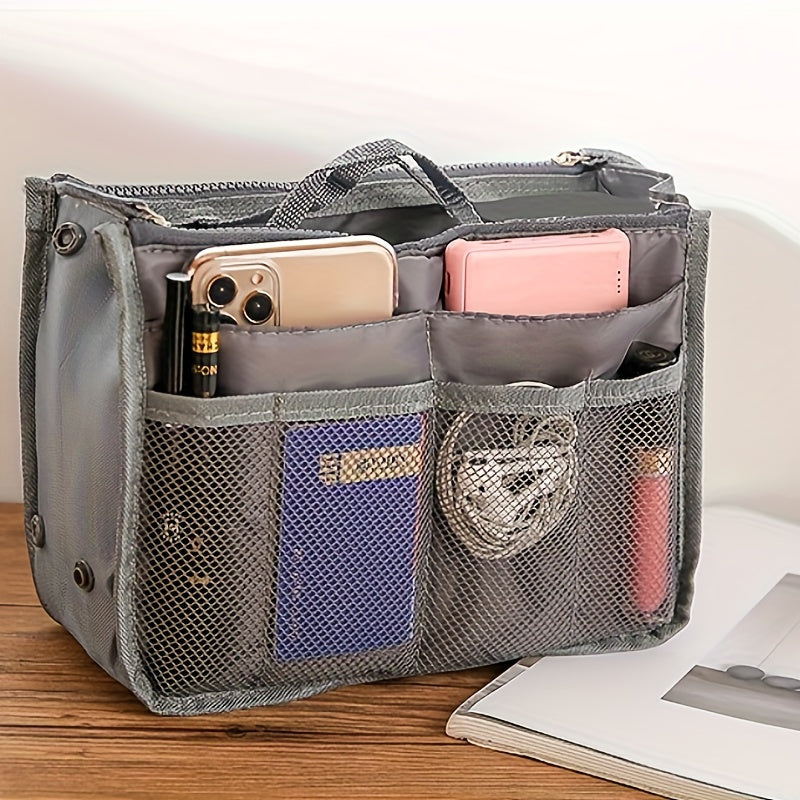 Functional Cosmetic Bag Double Zipper Bag Handbag Storage Bag