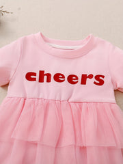 Toddler Girls Short Sleeves Letter Graphic Princess Dress