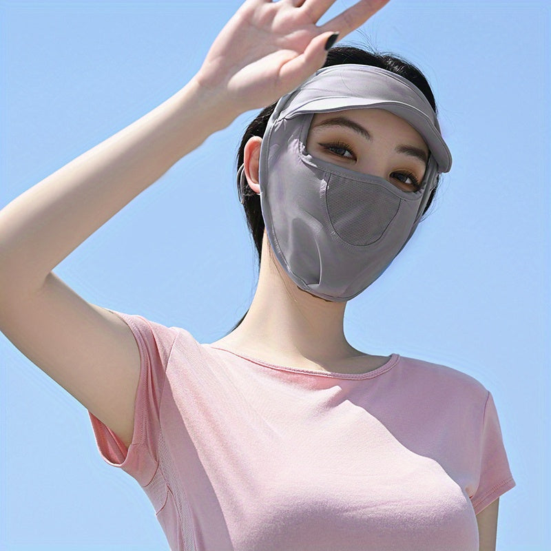 Sunproof Ice Silk Face Mask With Brim Elastic Mesh Breathable Face Covering