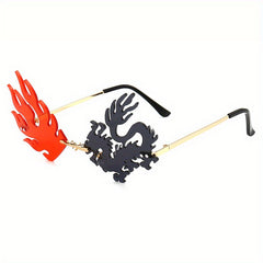 Dragon Flame Sunglasses Rimless for Men Women UV400