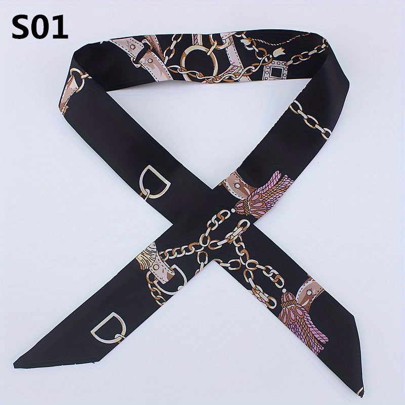 Satin Twilly Scarf Silk Hair Ribbon Neckerchief Skinny Scarf
