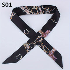 Satin Twilly Scarf Silk Hair Ribbon Neckerchief Skinny Scarf