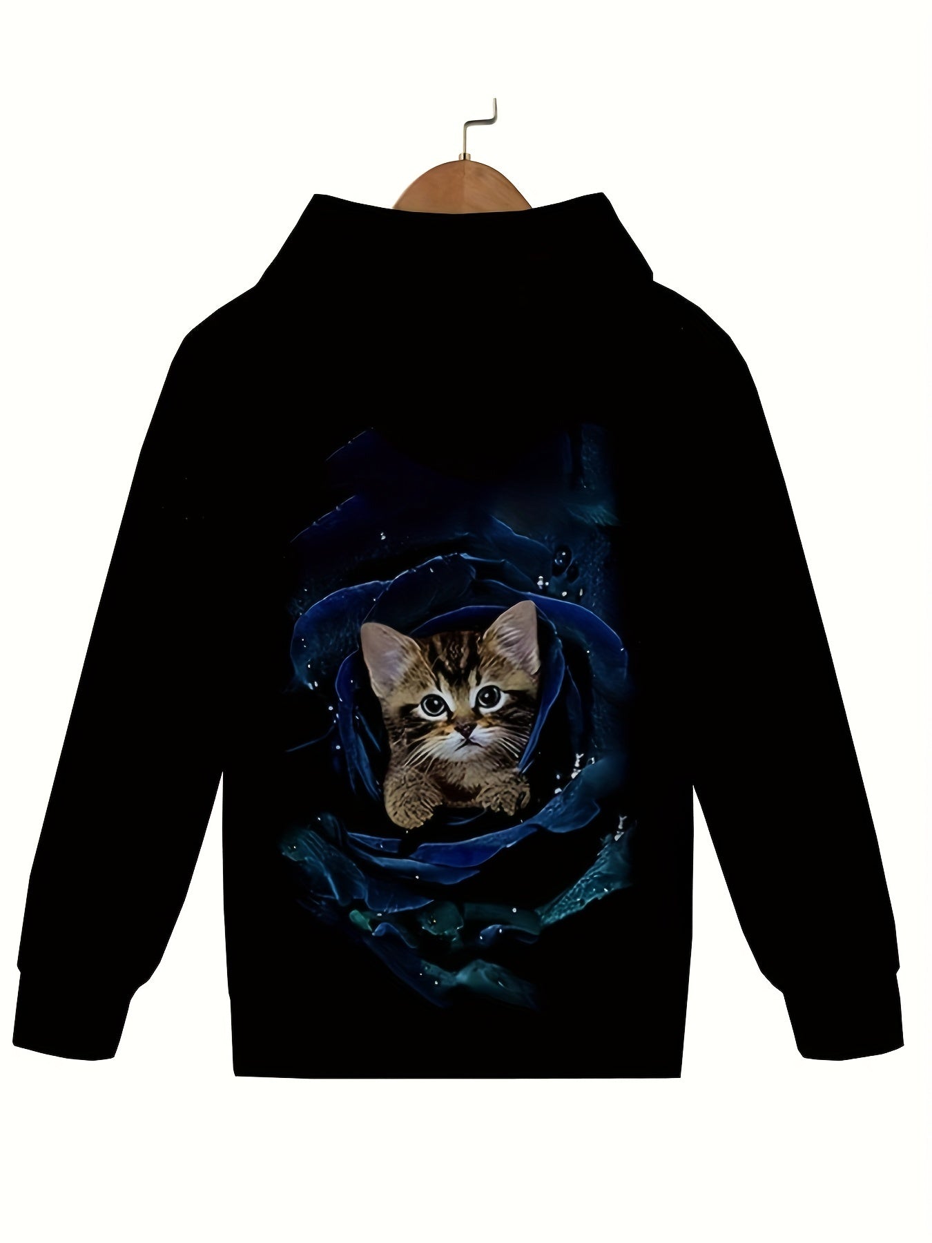 Rose Print Kitten Hoodie for Kids