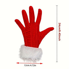 Red Velvet Gloves Santa Claus Gloves With Furry Cuffs Christmas Party