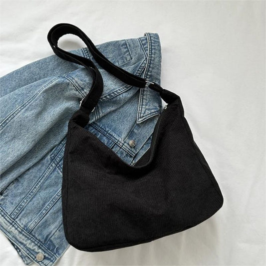 Corduroy Hobo Bag Vintage Crossbody Bag Retro Handbag & Shoulder Purse