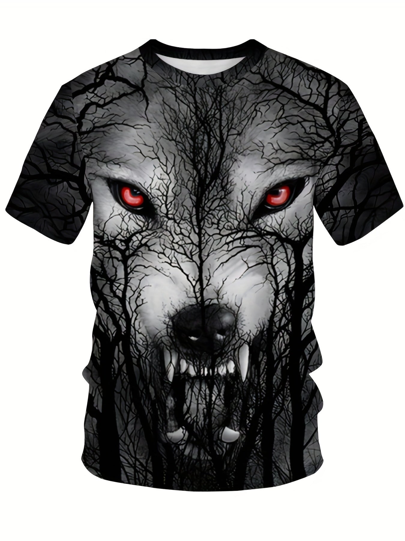 Men's 3D Wolf Print T-shirt Crew Neck Tee for Summer