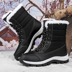Women's Snow Boots Warm Lace Up Platform Comfortable Walking Shoes