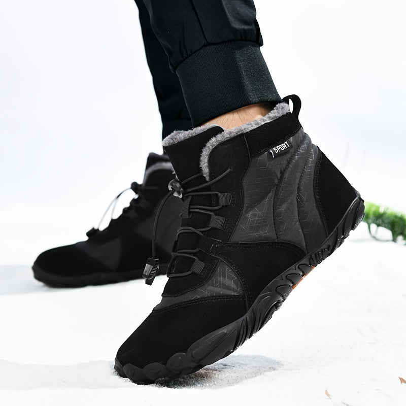 Men's Snow Boots Warm Cozy Ankle Boots Plush Outdoor Winter Shoes