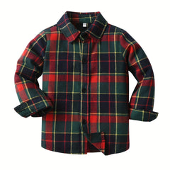 Boys Plaid Cardigan Shirts Long Sleeve Button Down Tops