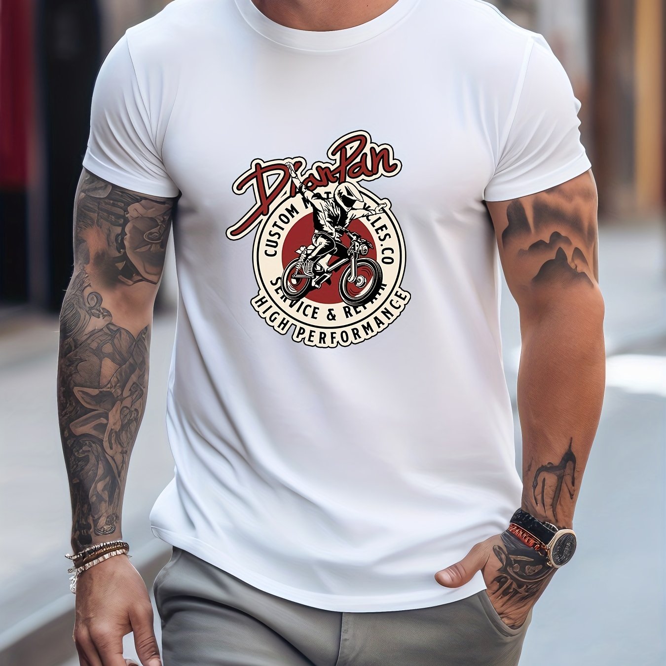 Men's Printed Leisure Sports T shirt Round Neck Tee Shirt For Summer