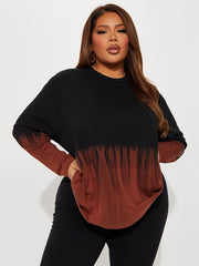 Women's Plus Ombre Print Long Sleeve Tee & Pants Set