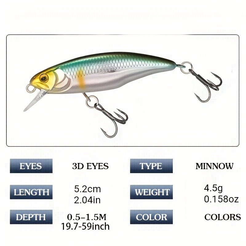8pcs Japan Sinking Minnow Fishing Lures 52mm 4.5g Jerkbait for Bass Pike Carp