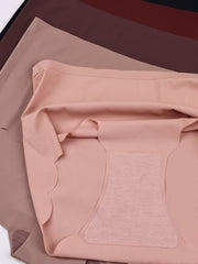 5pcs Scallop Trim Seamless High Waist Panties