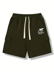 Men's Coconut Tree Graphic Drawstring Shorts with Pockets
