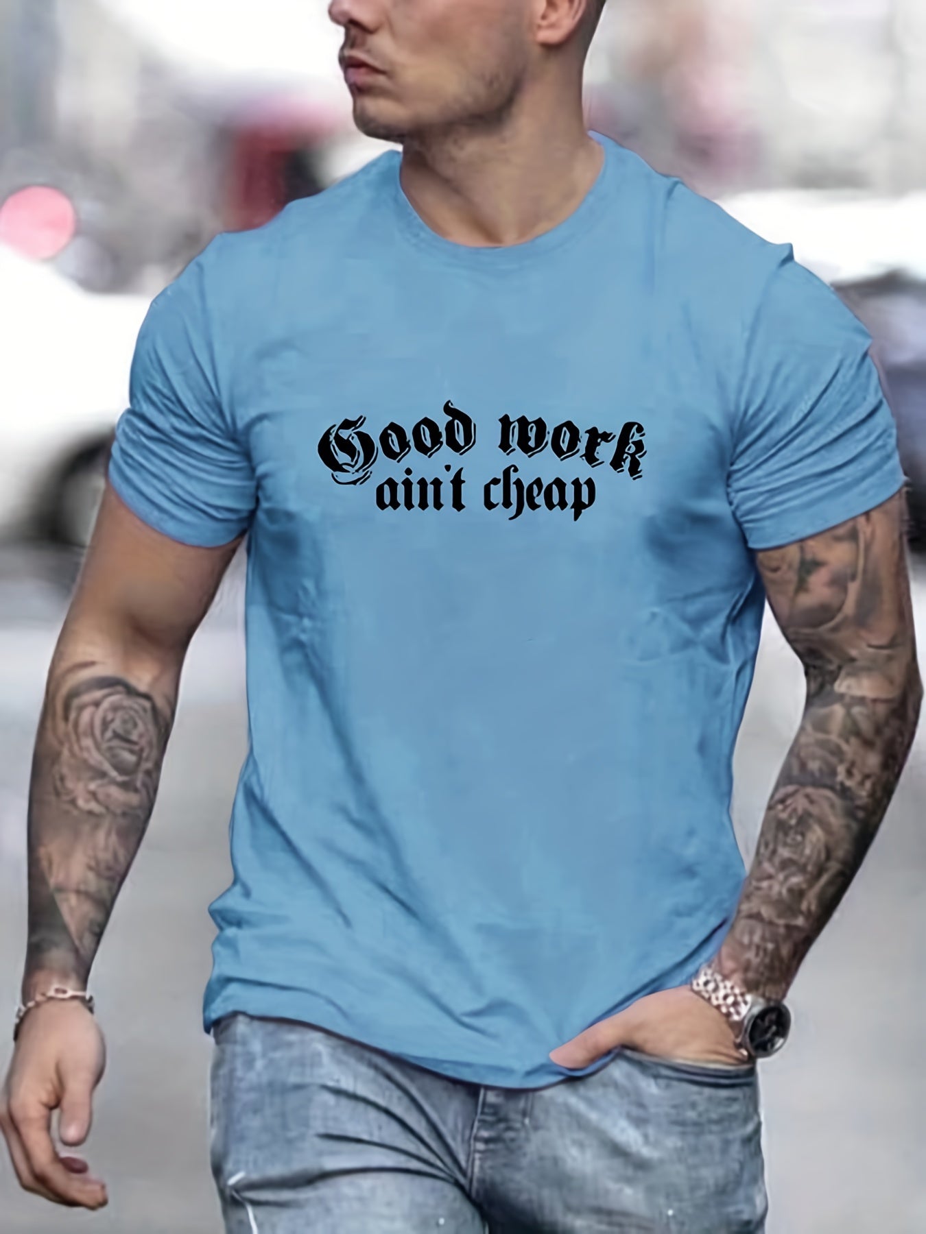 Men's Letter Print T Shirt for Summer Outdoor Activities
