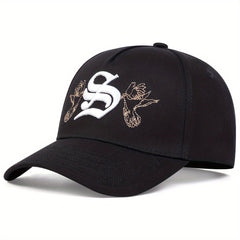 Men's Gothic Letter S Embroidered Baseball Cap Adjustable Casual Hat