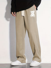 Toy Bear Pattern Joggers Men's Casual Loose Fit Pants Spring Summer