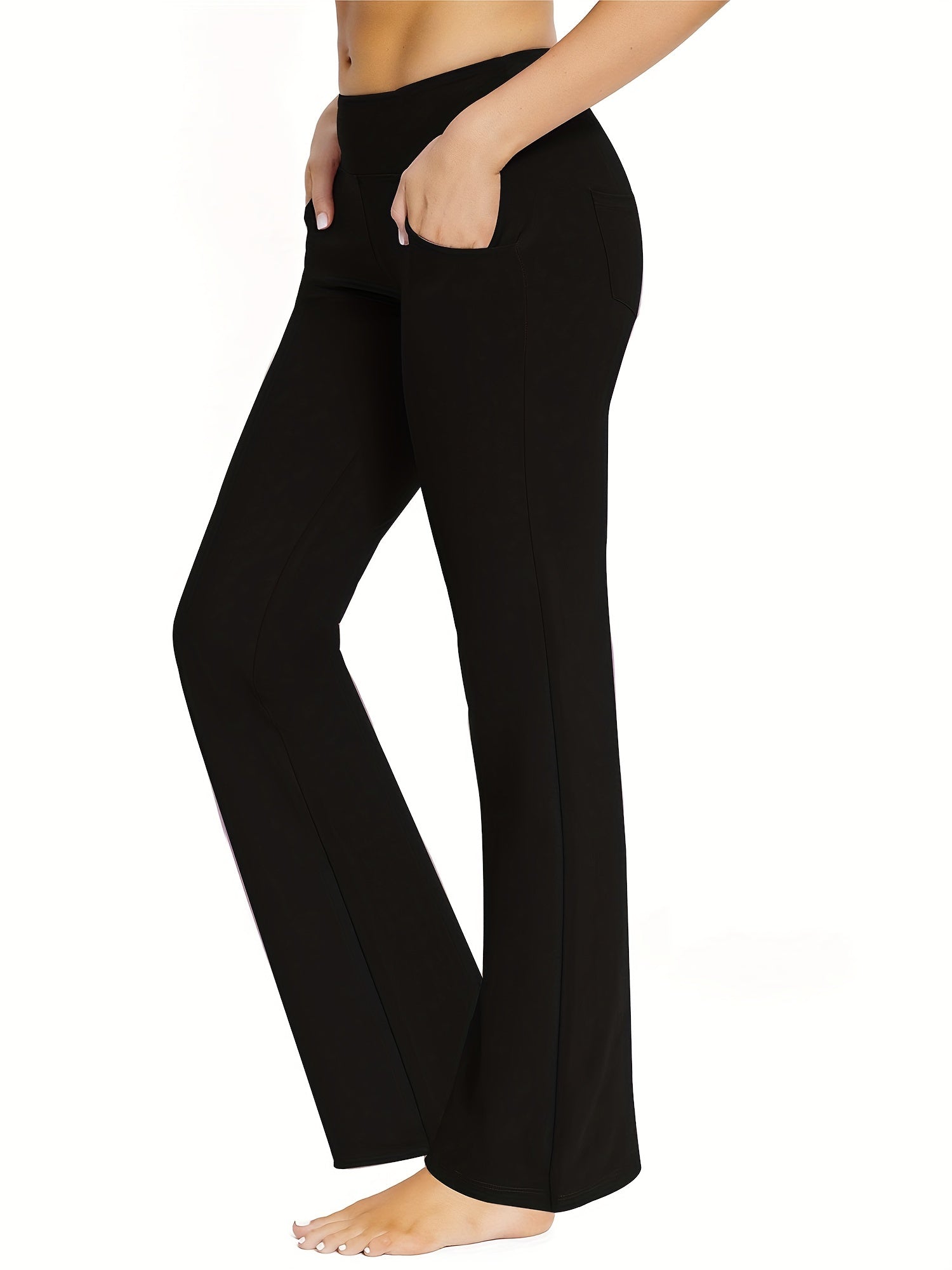 High Waist Bell Bottom Pants Stretchy Slim Fitting Yoga Fitness Dance Flared