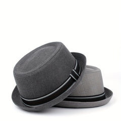 Men Fedora Hat Flat For Gentleman Dad Bowler Hand Wash
