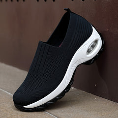 Breathable Textured Knit Slip On Sneakers with Air Cushion