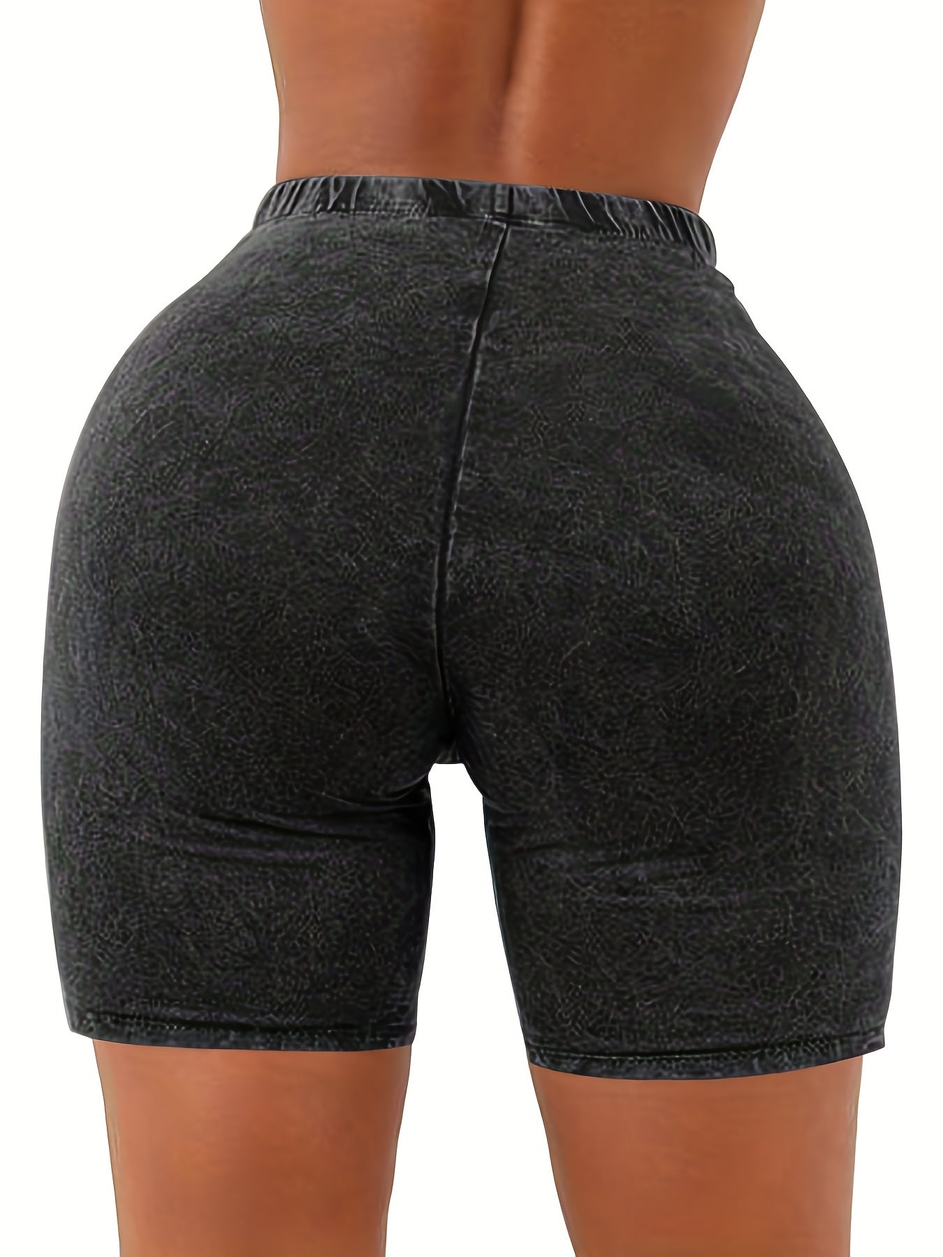 Denim Print Elastic Waist Shorts Casual Summer Women's Clothing