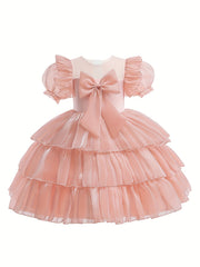 Girls Princess Dress with Big Bow Tiered Tulle - Party Wedding Evening