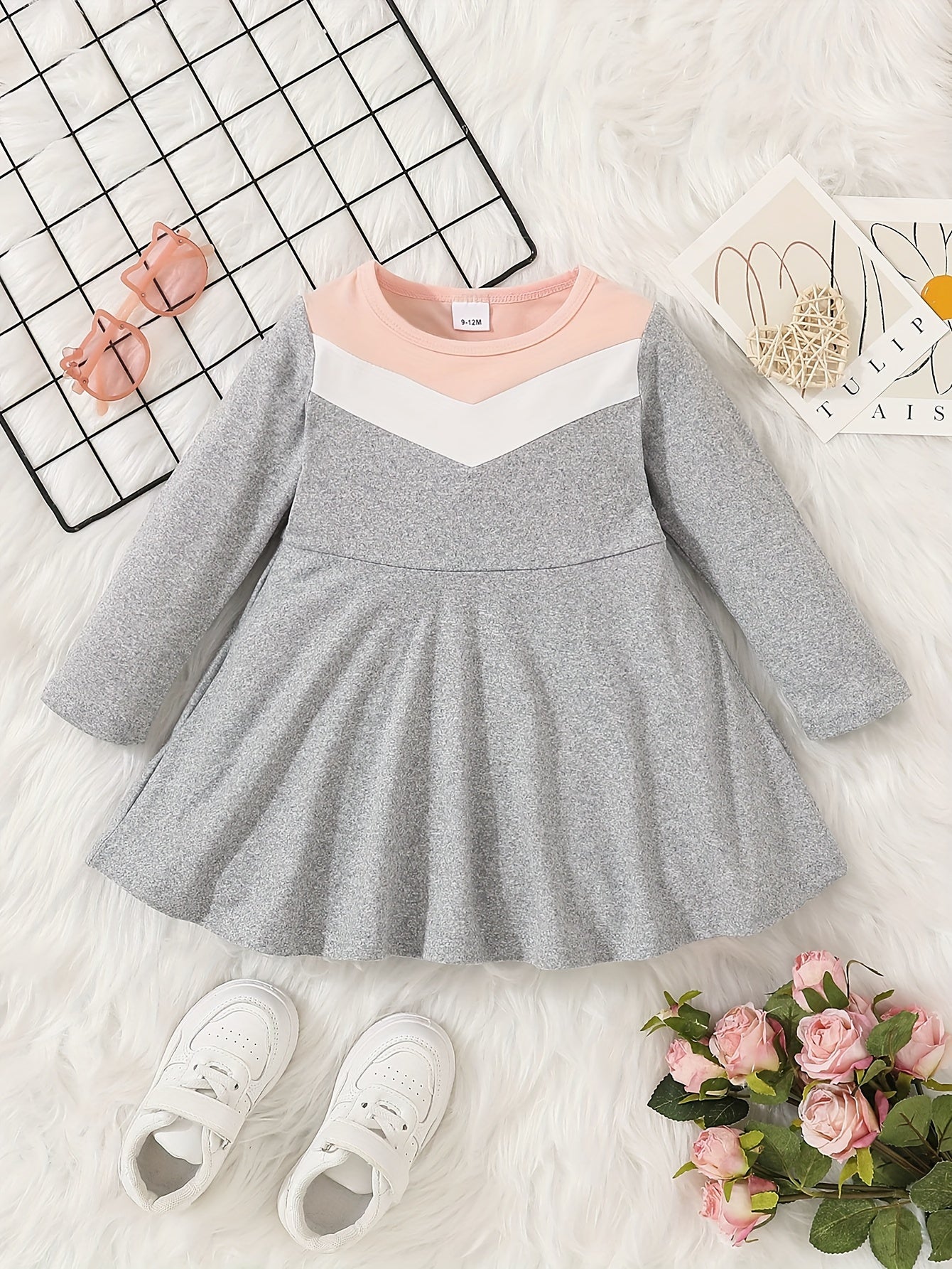 Baby Girls Long Sleeve Pleated Dress