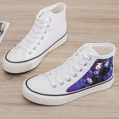 Anime Girl Print Plush Lined Chunky Canvas Sneakers