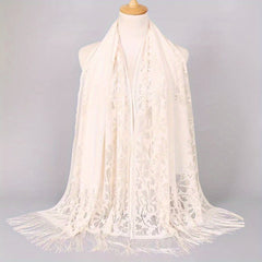 Floral Tassel Scarf Breathable Shawl for Women