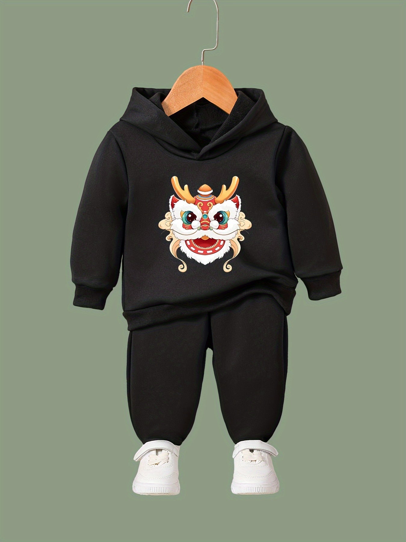 Chinese Lion Dance 2pc Set Girls Casual Comfy Activewear for Spring Fall