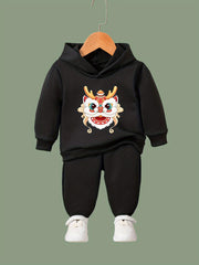 Chinese Lion Dance 2pc Set Girls Casual Comfy Activewear for Spring Fall