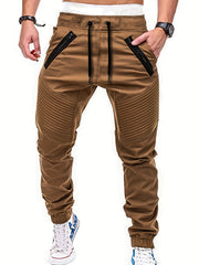 Men's Drawstring Cargo Pants with Zip Pockets