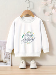 Toddler Kid Girls Christmas Print Sweet Long Sleeve Pullover Sweatshirt